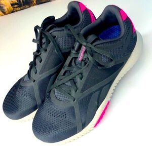 REEBOK Flexagon Charcoal Gray Hot Pink Athletic Shoes, 9 1/2